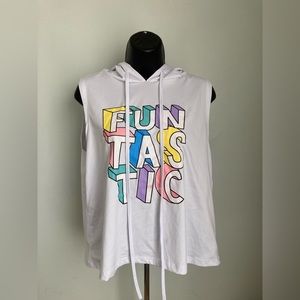 White Hoodie Without Sleeves